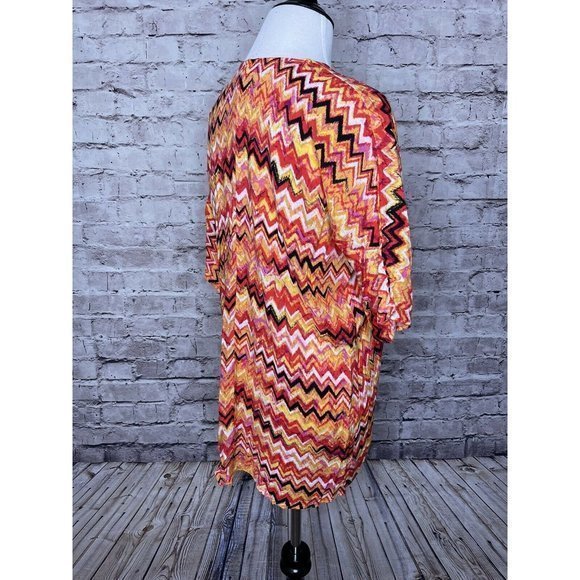 Girls LuLaRoe‎ Red Orange Chevron Striped Bianka - Picture 10 of 12